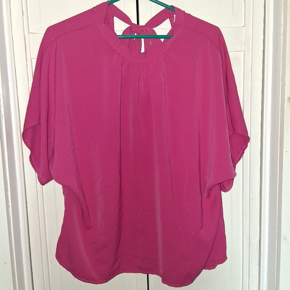 Tops - Chic Women's V-neck Blouse in Vibrant Pink